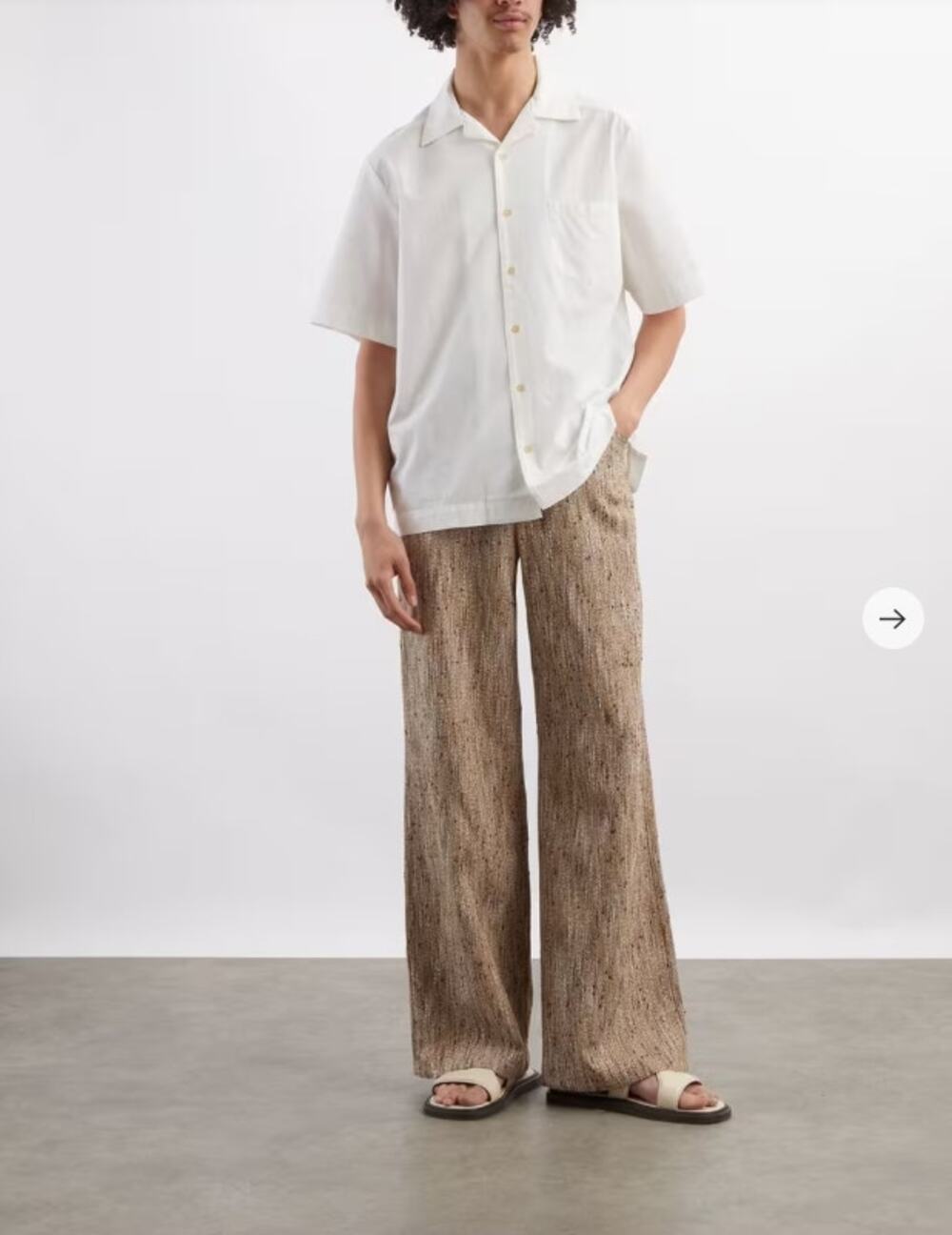 Sefr Pants Men XL Ramon Trouser Fine Summer Tweed Beige Wide Leg Minimalist Work